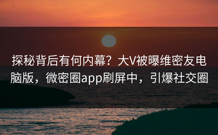 探秘背后有何内幕？大V被曝维密友电脑版，微密圈app刷屏中，引爆社交圈