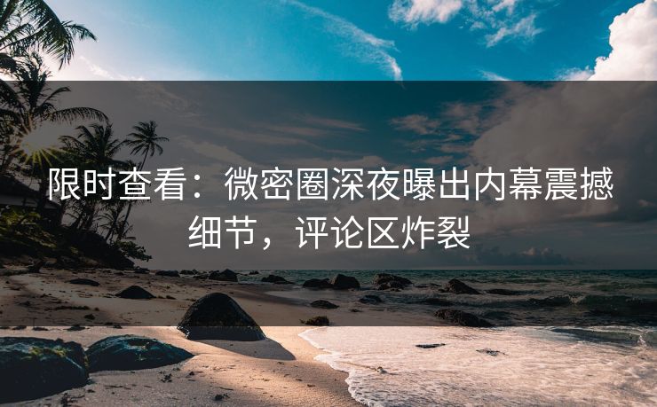 限时查看：微密圈深夜曝出内幕震撼细节，评论区炸裂
