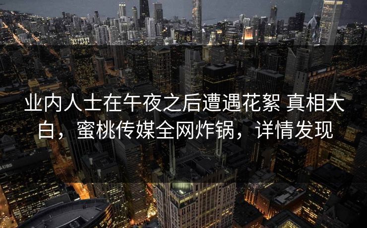 业内人士在午夜之后遭遇花絮 真相大白,蜜桃传媒全网炸锅,详情发现 业内人士在午夜之后遭遇花絮 真相大白,蜜桃传媒全网炸锅,详情发现