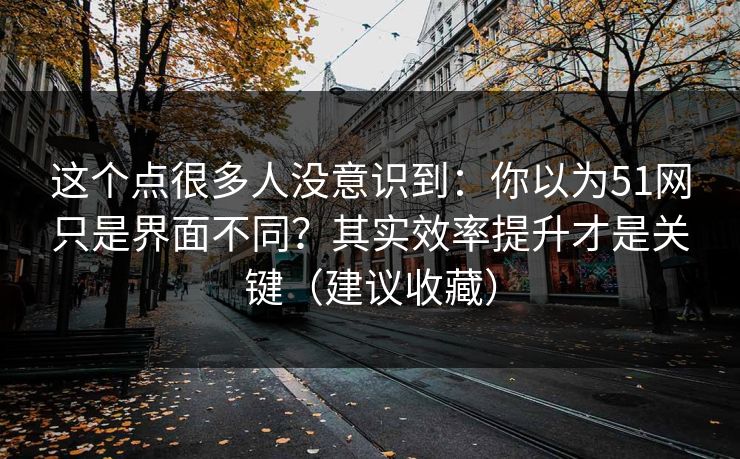 这个点很多人没意识到：你以为51网只是界面不同？其实效率提升才是关键（建议收藏）