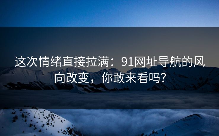 这次情绪直接拉满：91网址导航的风向改变，你敢来看吗？